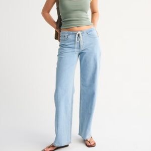 Abercrombie Linen Blend Low Rise Ultra Loose Jean